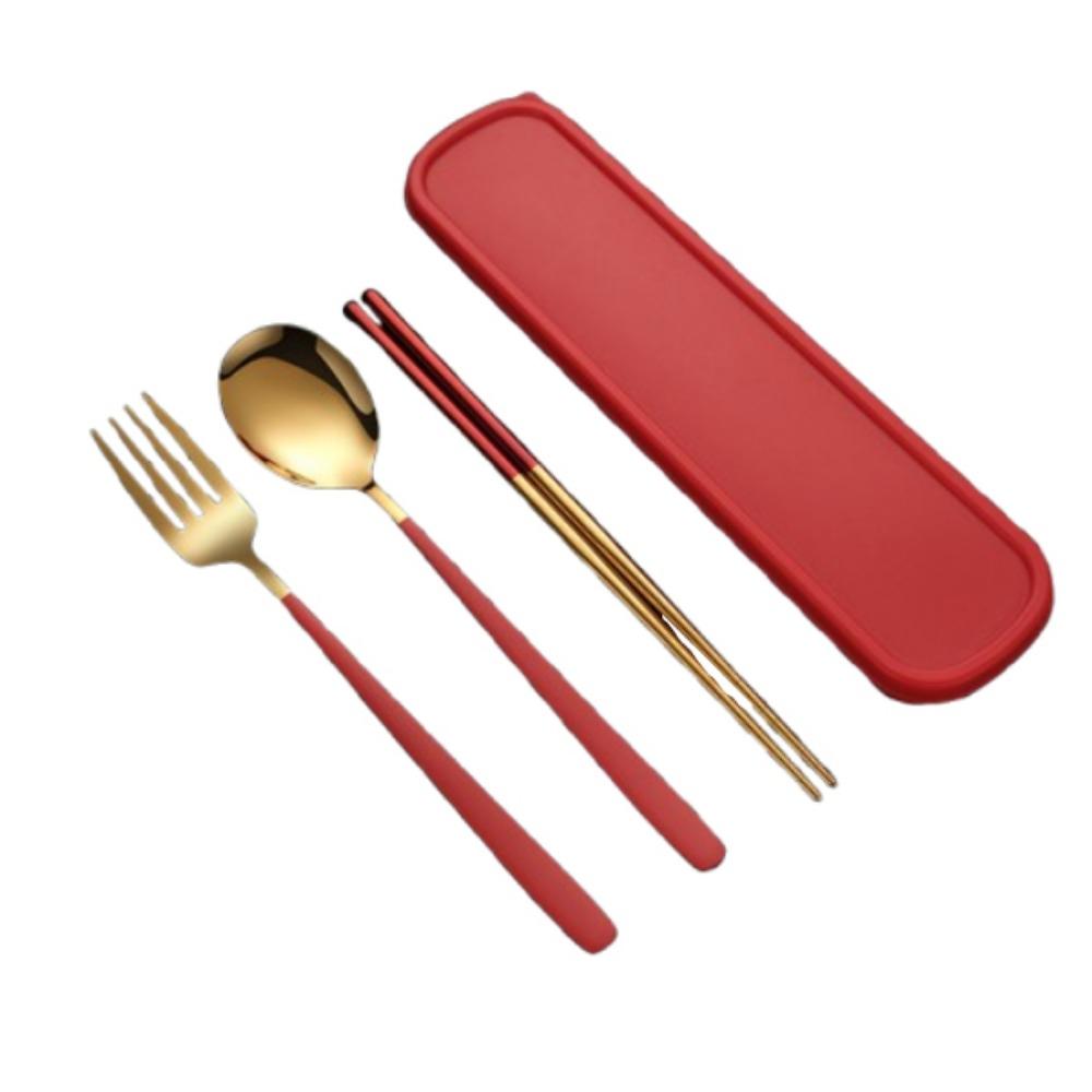 Silver/Gold Color Forks and Spoon Chopsticks Set Stainless Steel Travel Flatware  Picnic