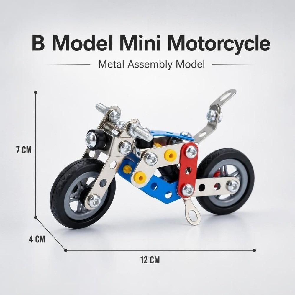 Motorcycle‑Shaped Metal Building Toy Mini‑Sized Assembly Puzzle Toy Motorcycle Model Kit Kids