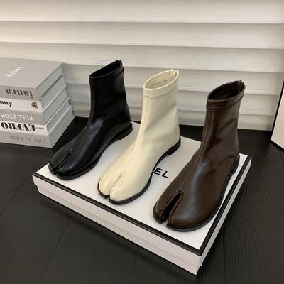 Women's Boots Autumn Shoes Flat Heel Zipper Boots-Women Luxury Designer Round Toe Low Rock Leather Rubber Fashion Basic Ret