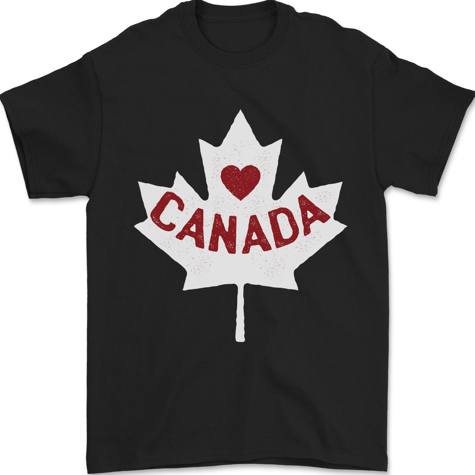 Canada Heart Canadian Flag Mens T-Shirt 100% Cotton 4XL
