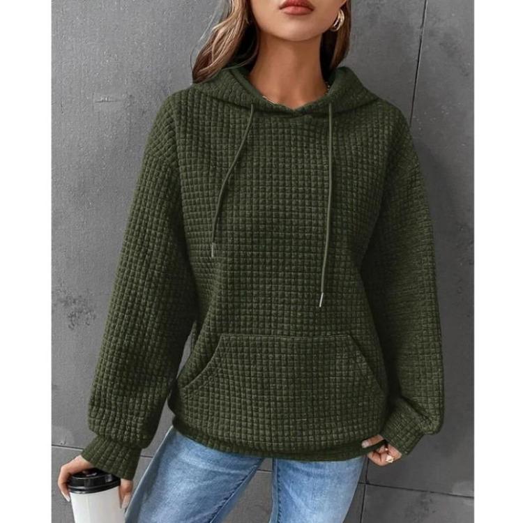 

Long Sleeve Loose Pullover Hoodie for Women with Kangaroo Pocket 5XL зелёный
