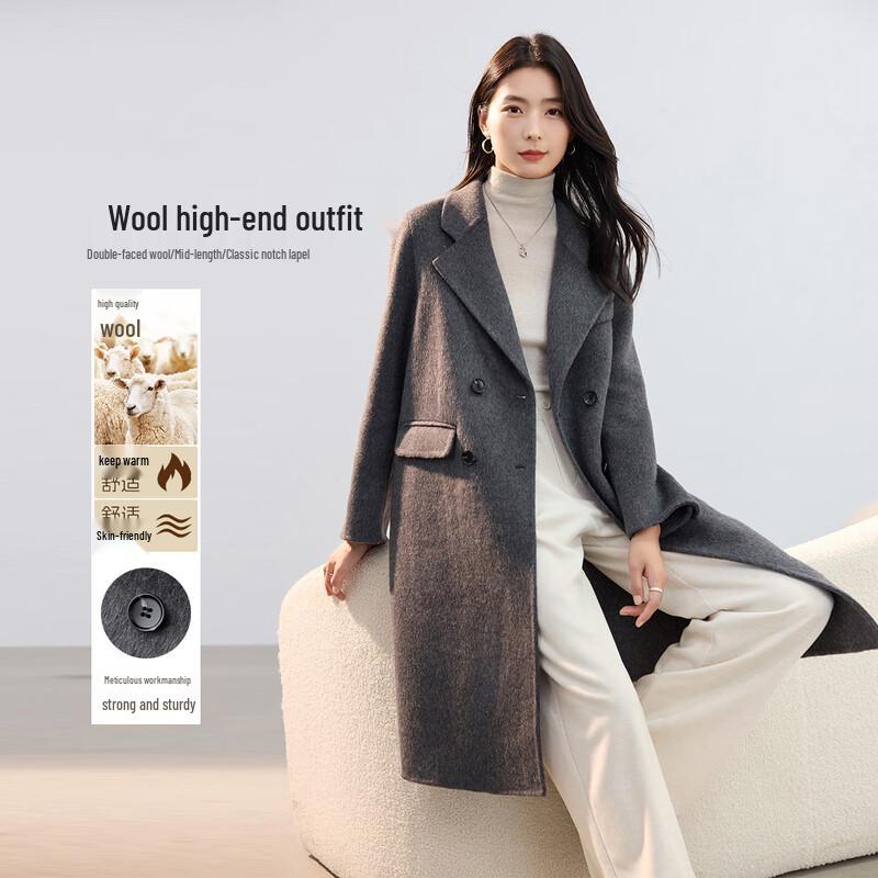 

Women s Double-Faced Wool Long Coat M