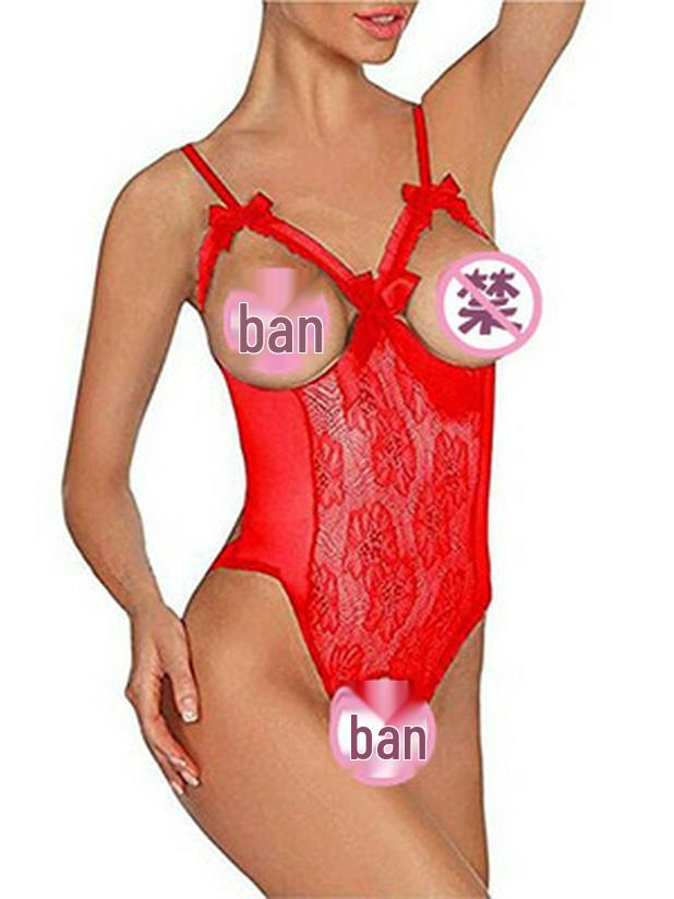 European & American Open-Bust Sexy Bodysuit Lingerie Set