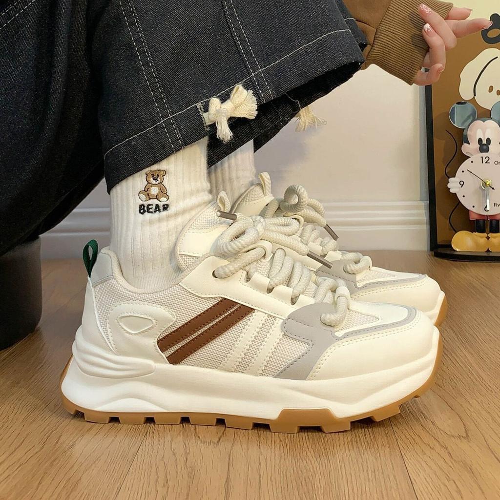 Mesh Platform Sneakers Women's 2025 Spring New Popular Muffin Sole Casual Shoes Small Height Increase Dad Shoes