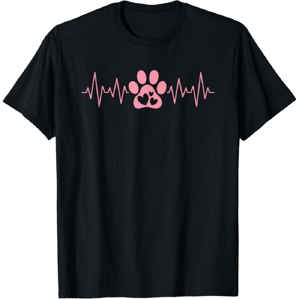 

Cute Pink Dog Paw Heartbeat Print Dog Lover Women Girls T-Shirt XXXXXL чорний
