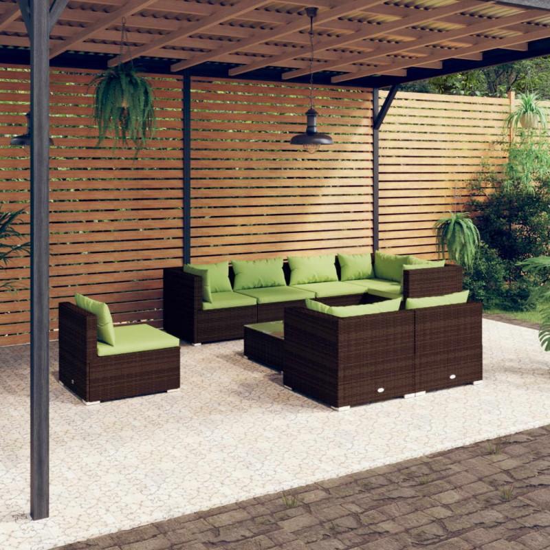 Day and Night - Day and Night 9-piece Garden Furniture Set and Brown Synthetic Rattan Cushions
