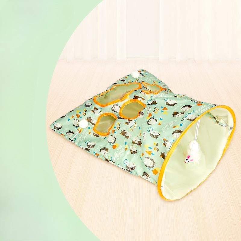 

Домашний туннель для кошек из гофрированного картона, складной, для ползания по земле, проход Тоторо, игрушка для саморазвлечения кошки, чтобы развлечь кошку и снять скуку зелёный