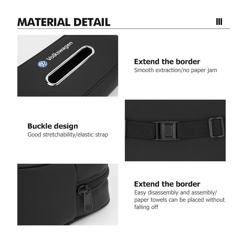 For Volkswagen VW Car Leather Tissue Box Square Vehicle Seat Back Tissue Holder Scirocco Passat Polo B5 B6 B7 CC Tiguan Sharan zh5