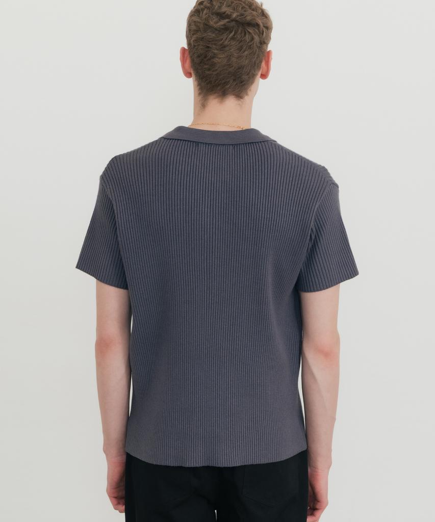 SSIN AND LEE Lounge Half Knit Polo Shirt Charcoal