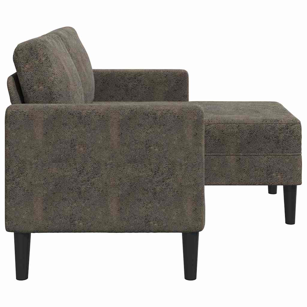 2 Seater Sofa with Chaise Longue L Shaped Dark Grey 125 cm Faux Leather