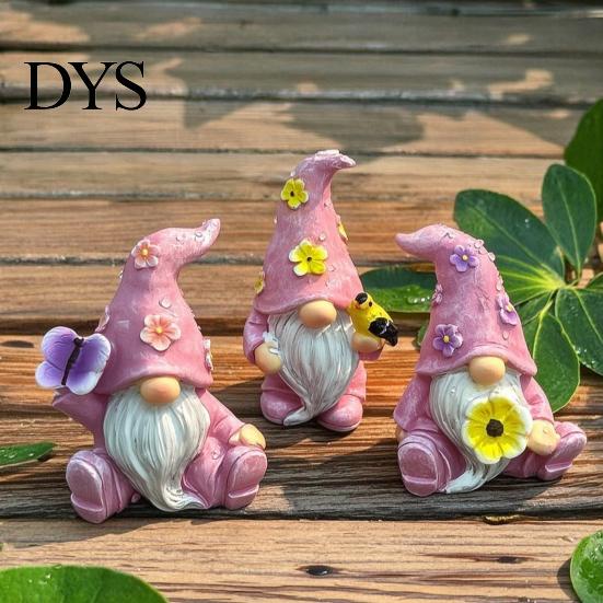Garden Gnome Statues for Outdoor Decor Halloween Resin Statue, Spring Butterfly Bird Flower Macaron Color Gifts Figurine Patio, Hand Painted