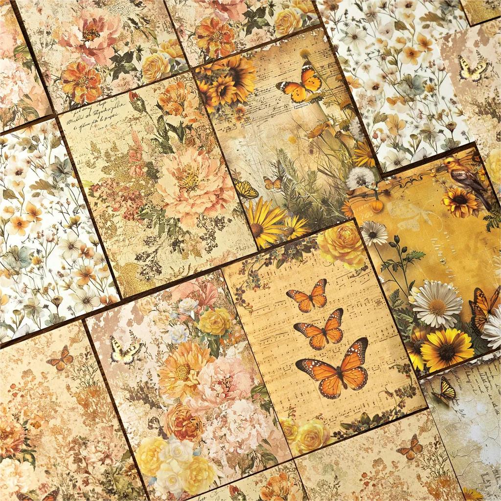 30sheets Vintage Floral Paper Base Decorative Background Paper Hand Made DIY Scrapbooking Craft Paper