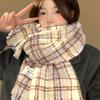 Sea Salt Cheese Plaid Scarf Women's New Winter Korean Imitation Cashmere Warm Large Shawl Scarf Student