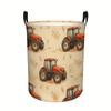1pc Large Red Tractor Farm Basket - Modern Farmhouse Style Storage with Tractor Pattern, Fabric Basket Suitable for Home, Room, Playroom, - Rustic Far