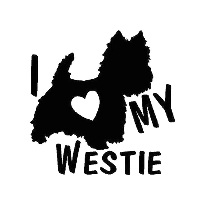 LYKX I LOVE MY WESTIE Terrier Dogs Car Sticker Automobiles Exterior Accessories Vinyl Decal for Toyota Honda Lada Vw Bmw
