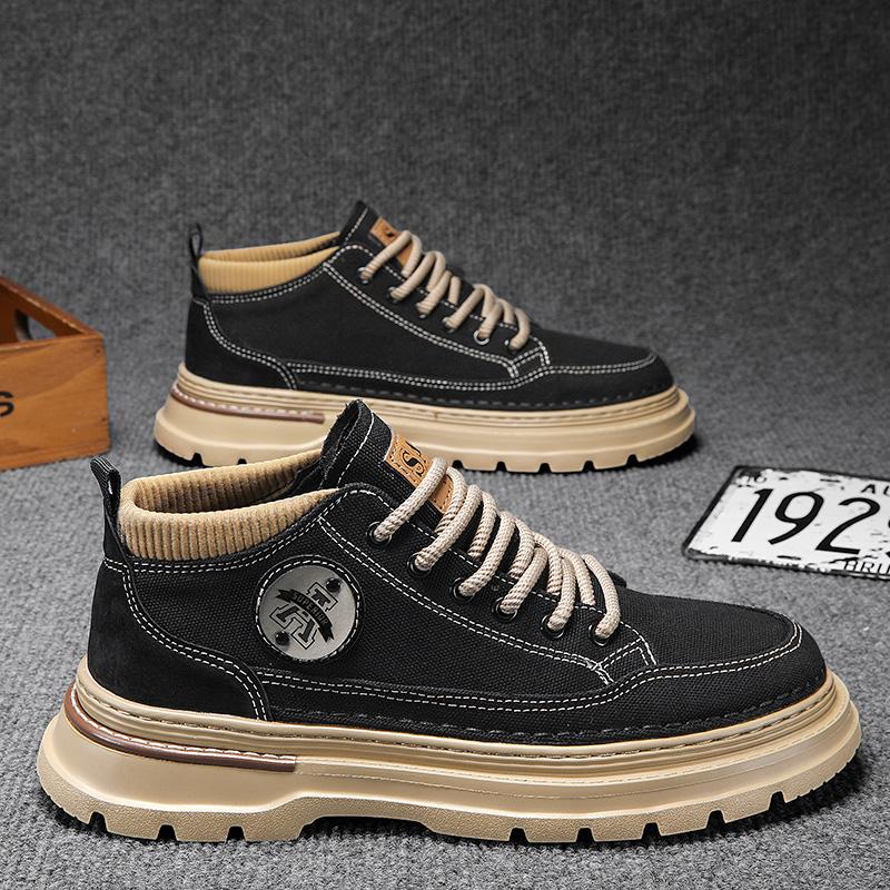 Scarpe alte autunno primavera e autunno interno nero rialzo stivali Martin a mezza altezza leggere da alpinismo casual