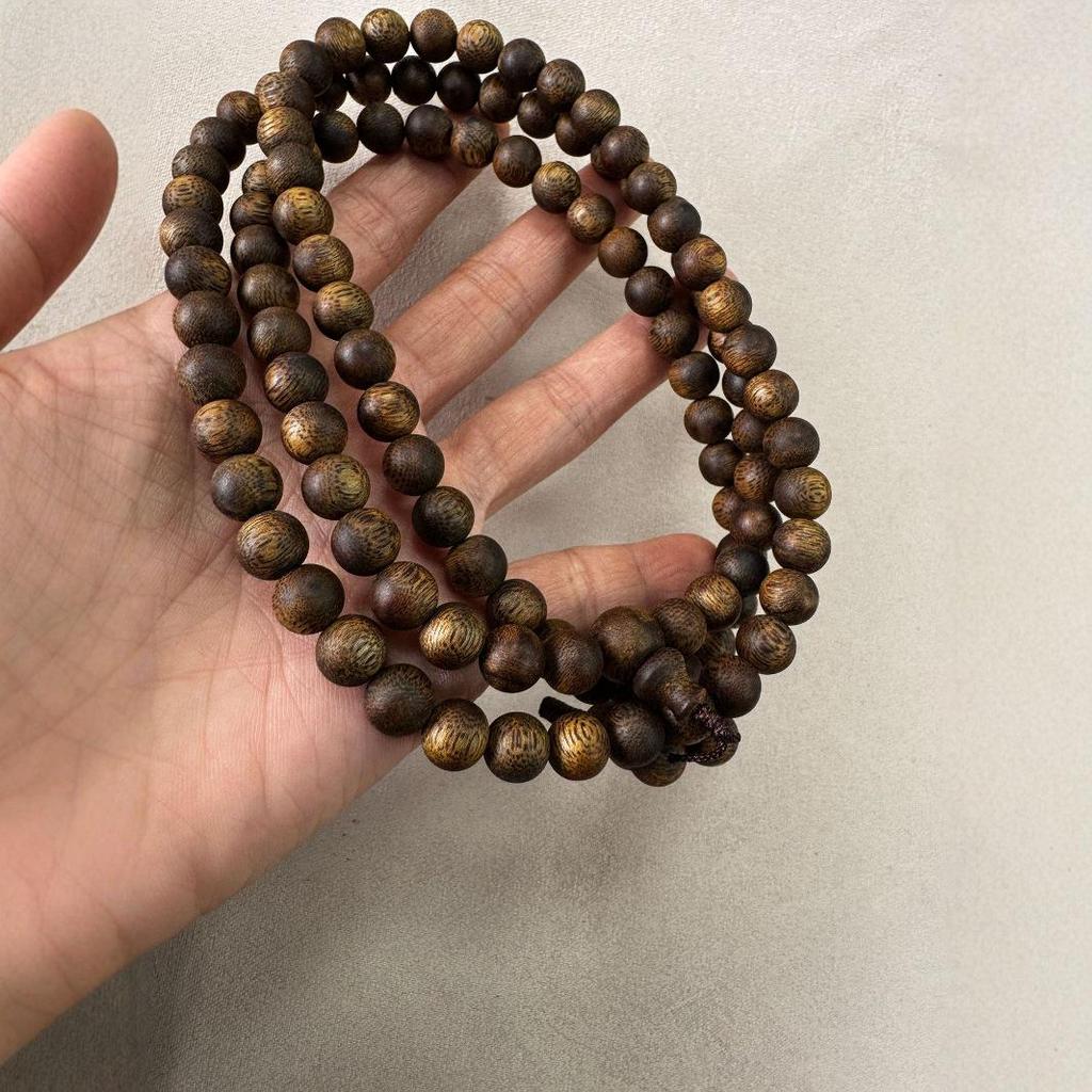 Kynam Qi Nan Agarwood Bracelet for Men & Women, 0.8*108 Beads, Each 25-26g, Medium-High Quality.