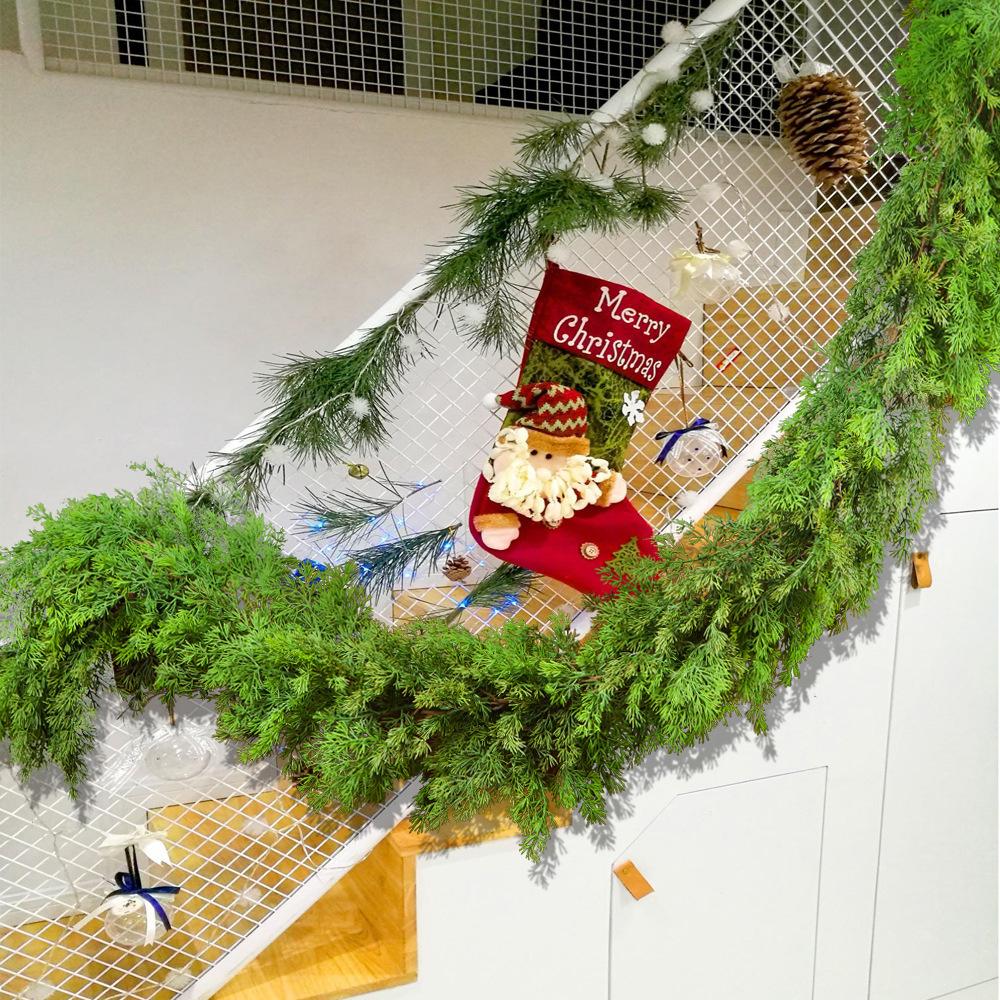 American Christmas Decoration Soft Glue Pine Cypress Leaves Pine Leaf Simulation Door Hanging Simulation Rattan Wall Hanging