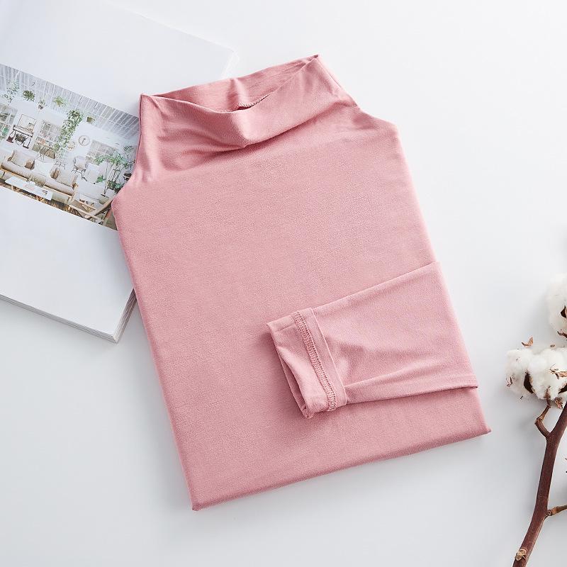 

Женский топ-топ из модала с высоким воротом и длинными рукавами, осень 2023 года XXL розовый