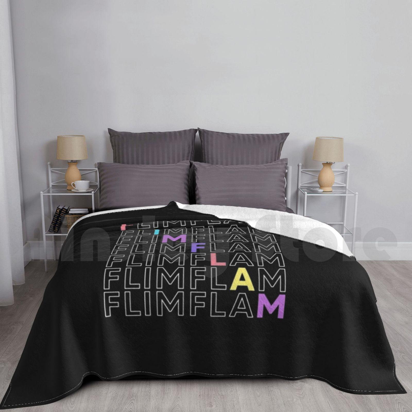 Flim Flam Repeat Colorful Blanket For Sofa Bed Travel Flim Flam Merch Flim Flam Flim Flam Typography Popular Size: 75*100cm, Weight: 230 GSM