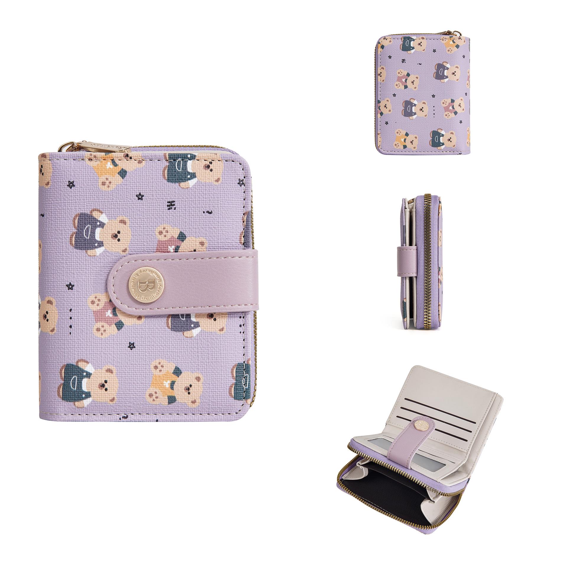 

Women s Baellerry Korean Cartoon Bear Coin Purse - High-End Short Wallet фиолетовый