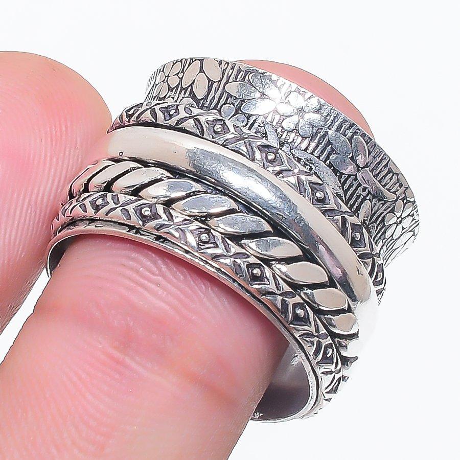 

Natural Meditation Spinner 925 Sterling Silver Jewelry Ring Size 9.5 U6t12