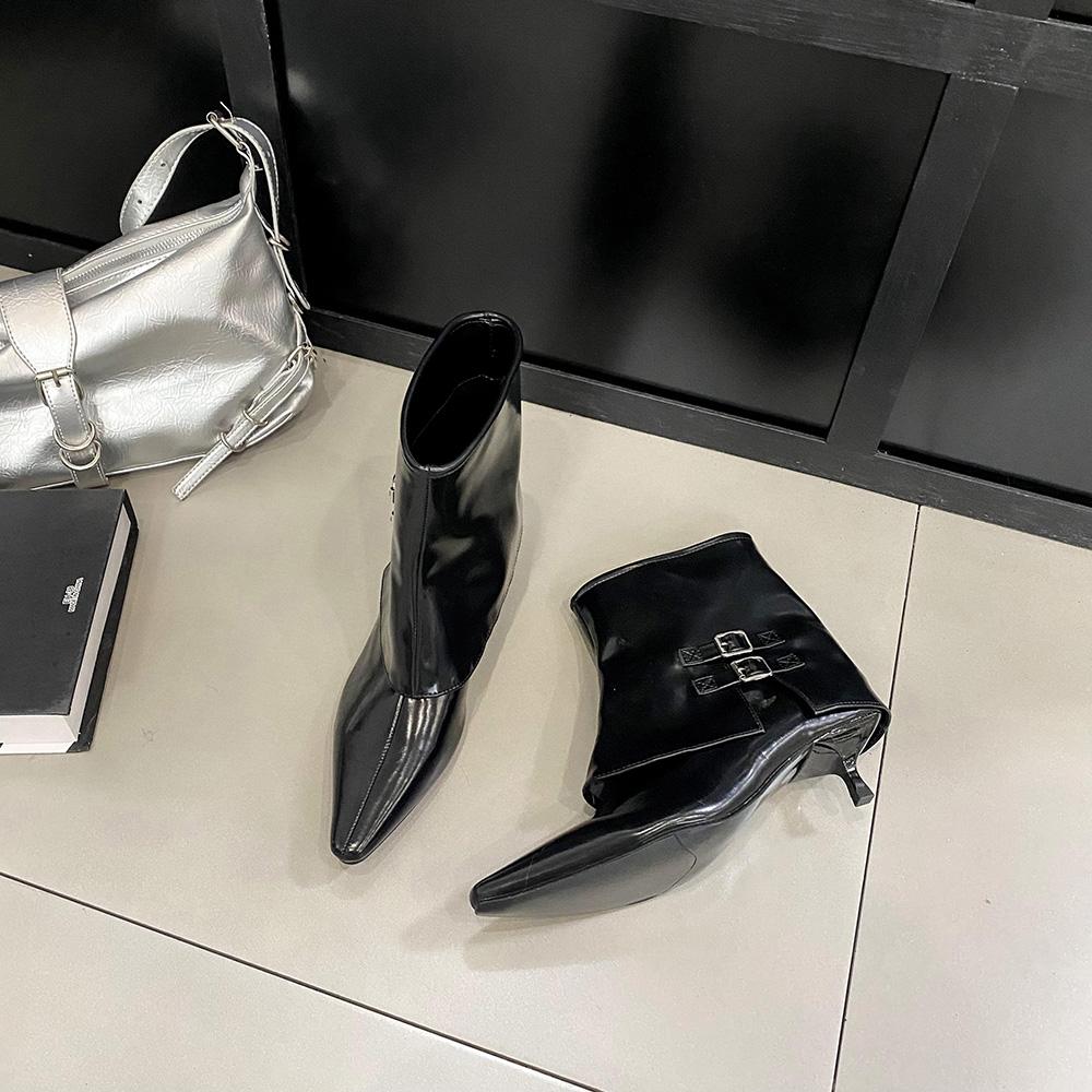 

Модные женские ботильоны с острым носком, новинка 2024 года, черные, бежевые, хаки, тонкие туфли на высоком каблуке, туфли-лодочки для вечеринок, женские размеры 35-40, короткие сапоги 250 чёрный