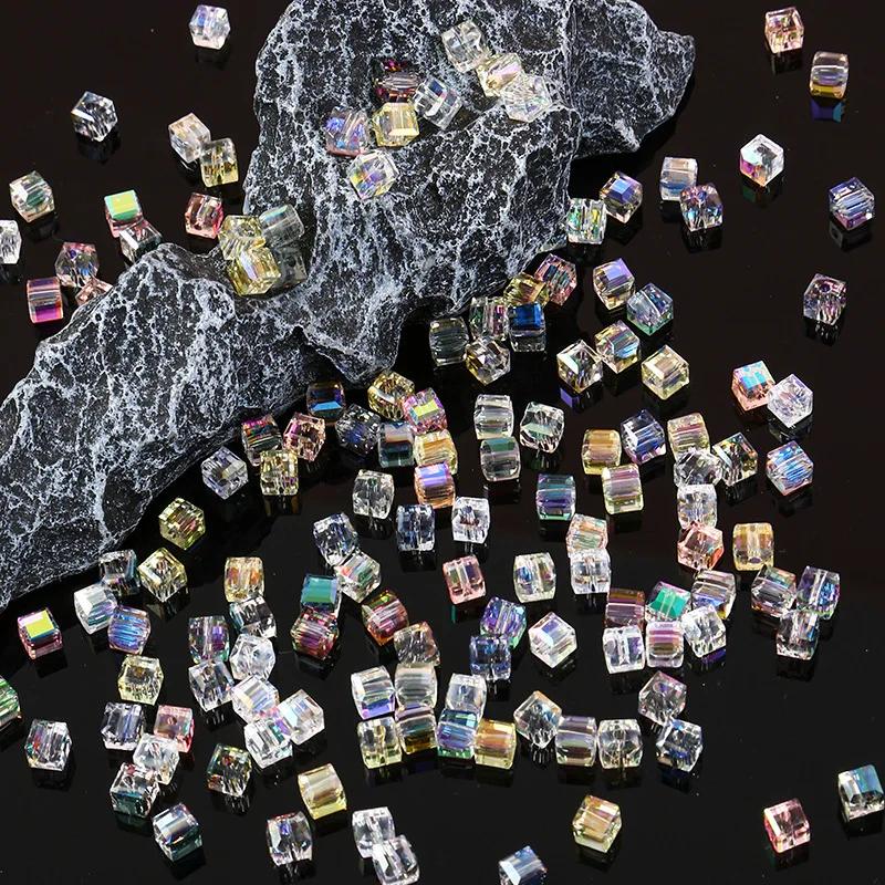 10pcs Pink Many Square 5mm Austria Crystal Beads charm Glass Crystal Beads Loose Spacer Bead for DIY Jewelry Making