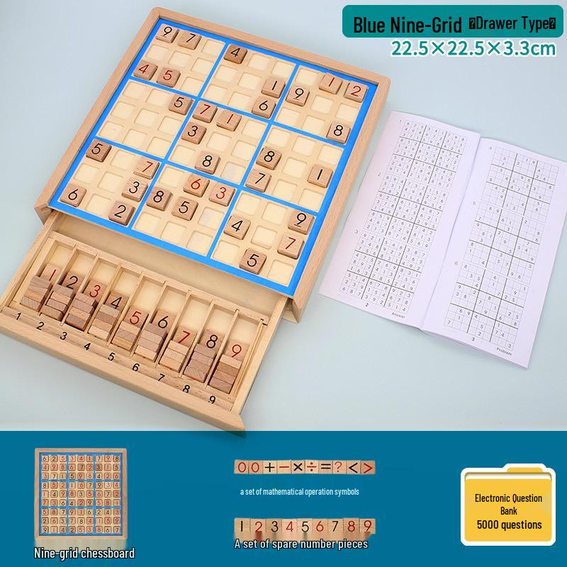 Wooden Sudoku Game: Nine-Grid Logic Puzzle for Children