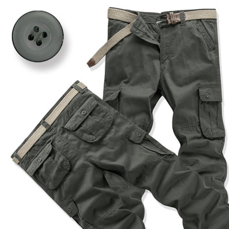 Men's Loose Fit Cotton Tactical Pants with Multi-Pockets