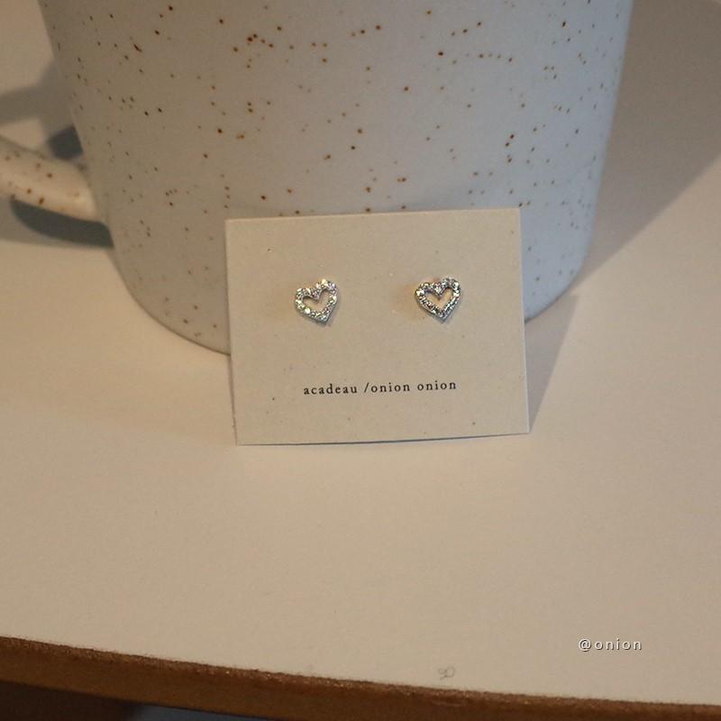 925 Sterling Silver Micro-set Zircon Heart Stud Earrings for Women Plated 14k Gold Mini Earring Girl Birthday Gifts Jewelry