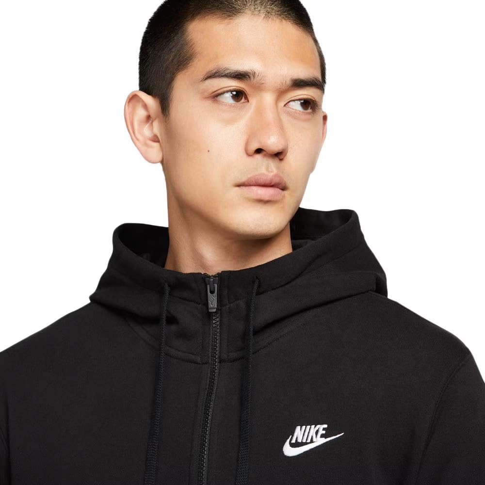 Nike Club French Terry Full-Zip Hoodie BV2649-010 Black/White (Size S)