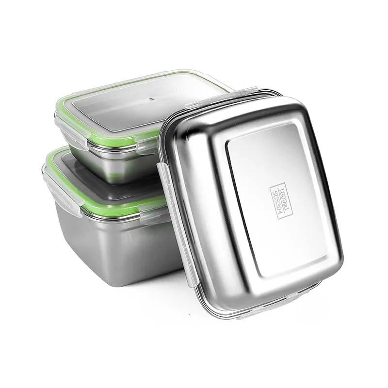Stainless Steel Lunch Box Fruit Sealed Korean Leakproof Fresh-keeping Storage Refrigerator Freezer Food Box for Household Office