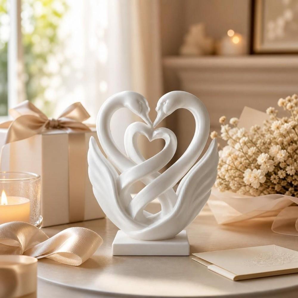 Home Decoration Swan Ornaments 3D Printed Swan Statue Ideal Gift Hollow Heart Models Bedroom