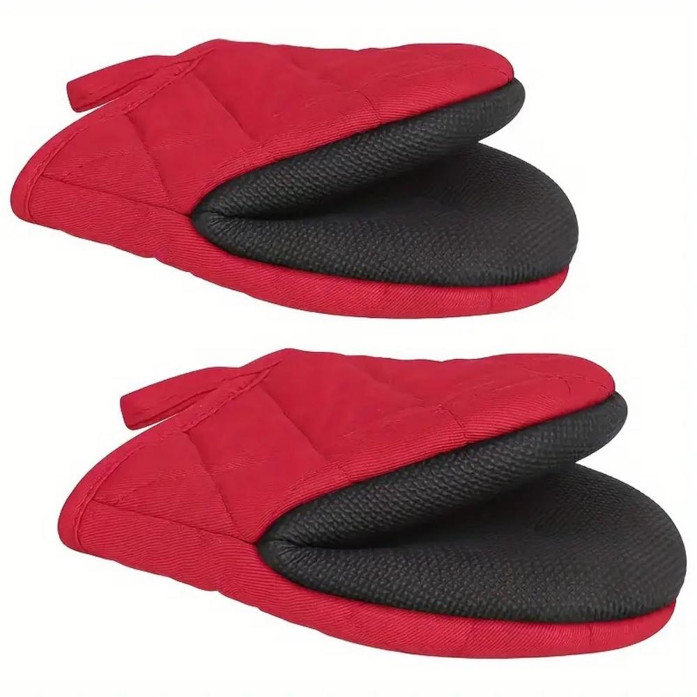 Short Oven Mitts Silicone Kitchen Oven Gloves High Heat Resistant 500℉ with Non Slip Grip Surfaces and Hanging Loop