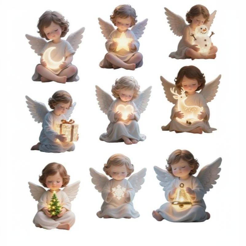 Vintage Christmas Angel Wooden Hanging Ornaments 12Pcs Rustic Wood Pendants for Xmas Tree Party Home Holiday Decor