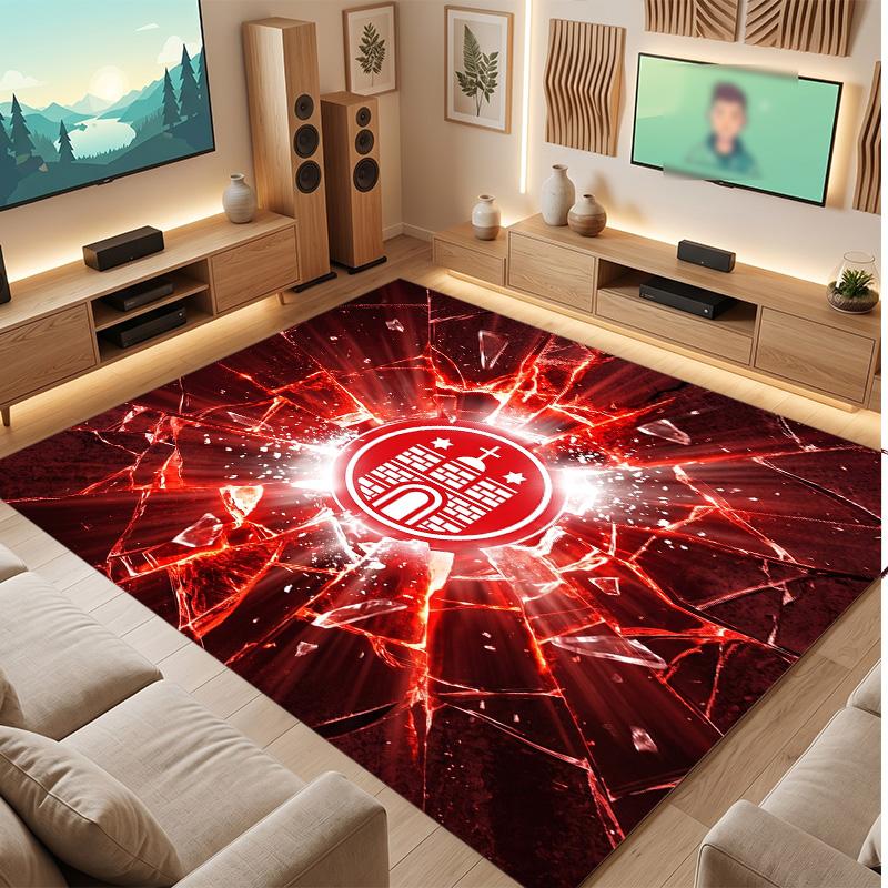 FC St. Pauli Football Print Crystal Velvet Rug, Comfortable Water Absorbent Non Slip Indoor Floor Carpet