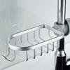 Adjustable Faucet Storage Rack Punch-Free Space Saving Sponge Drain Rack Space Aluminum Shower Shampoo Soap Holder Kitchen