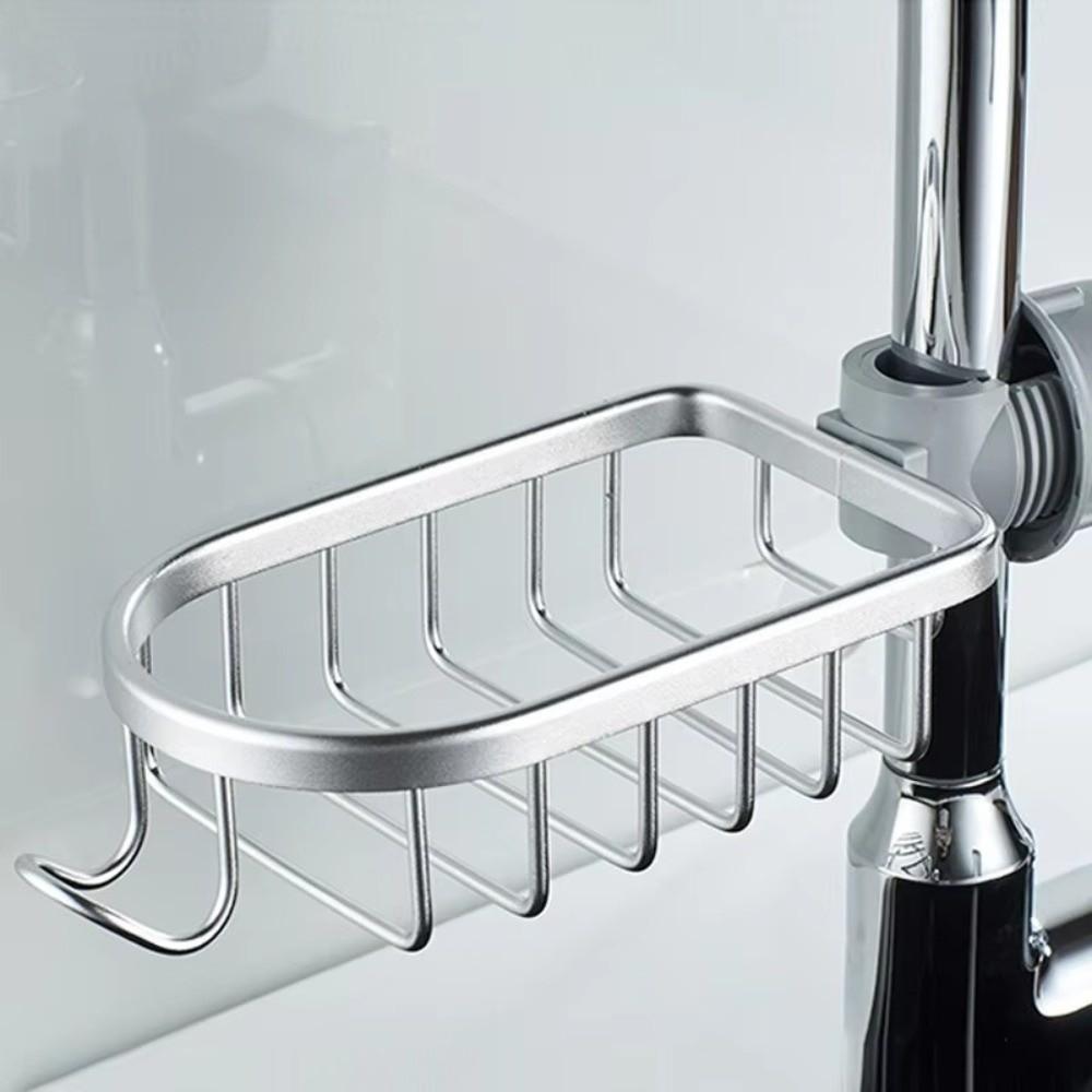 Adjustable Faucet Storage Rack Punch-Free Space Saving Sponge Drain Rack Space Aluminum Shower Shampoo Soap Holder Kitchen