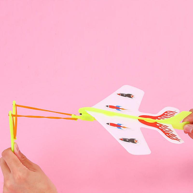 Large Size Luminous Catapult Airplane Slings Toy Sparkling Elastic Airplane Children'S Outdoor Activity Flying Toy Gift
