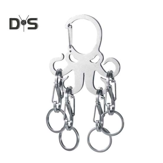 

Брелок для ключей Octopus из нержавеющей стали со съемными S-образными крючками, прочный портативный держатель для ключей для кемпинга на открытом воздухе, металлическая подвесная пряжка-карабин Sets