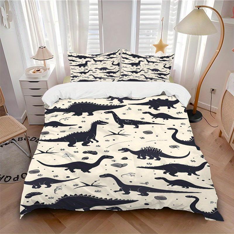 

3pcs Animal-themed Dino Patterns Soft and Comfortable Breathability, Bedding Set, Machine Washable, Suitable for All Seasons125 135x200cm