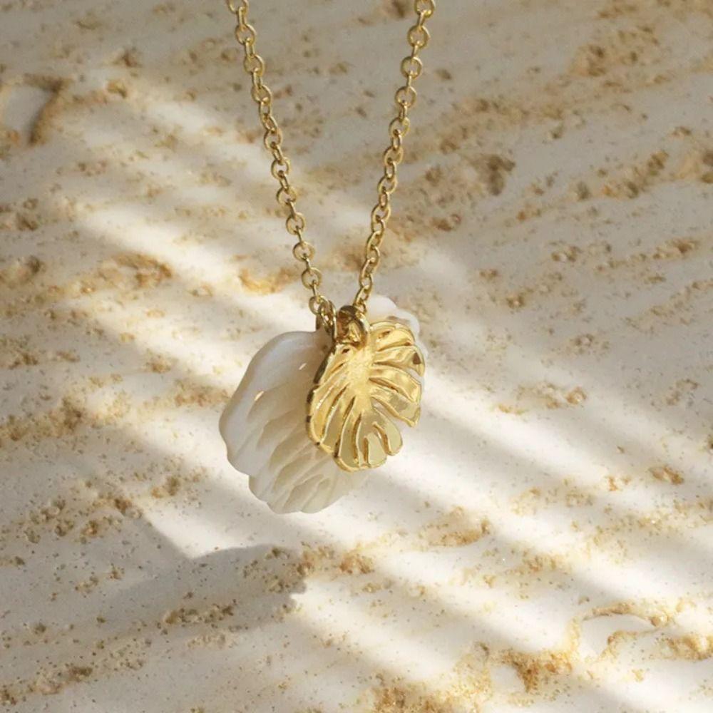 Handmade Hollowed Out Leaf Necklace Sweet Charm Gold Plated Leaves Necklace  Jewelry Accessories