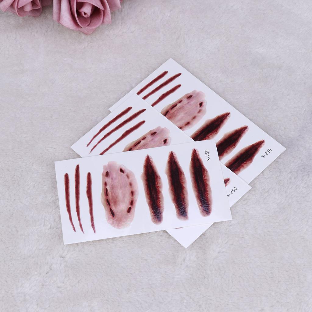 3pcs Scar Tattoos Makeup Bloody Scab Waterproof Horror Temporary ...
