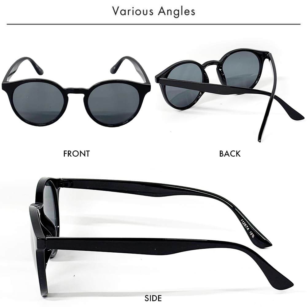 Black X Smoke Sunglasses for Men and UV Protection Round [FashionBerry] Boston-style Women, 99% (UV400), Light-colored Lenses, Glasses, Lightweight,