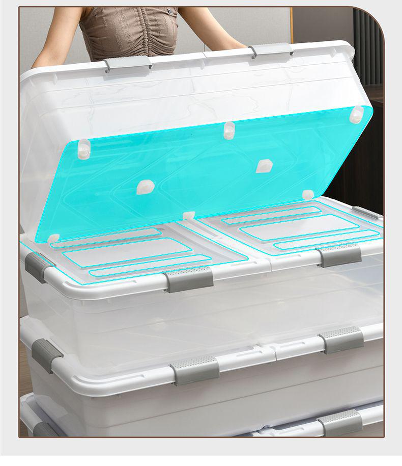 Large Transparent Under-Bed Storage Box - Moisture-Proof Organizer for Home or Dorm