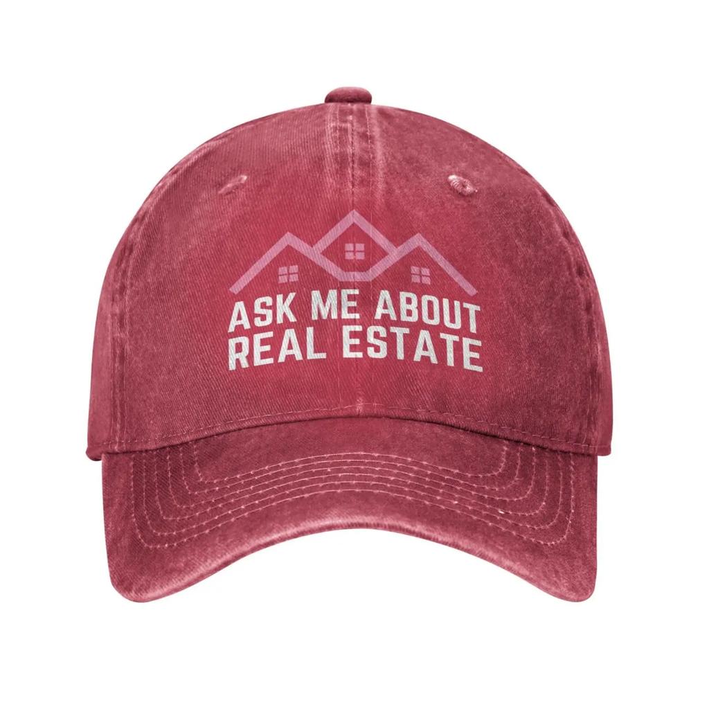 Ask Me About Real Estate Hats Trucker Hat for Men Women Dad Baseball Cap