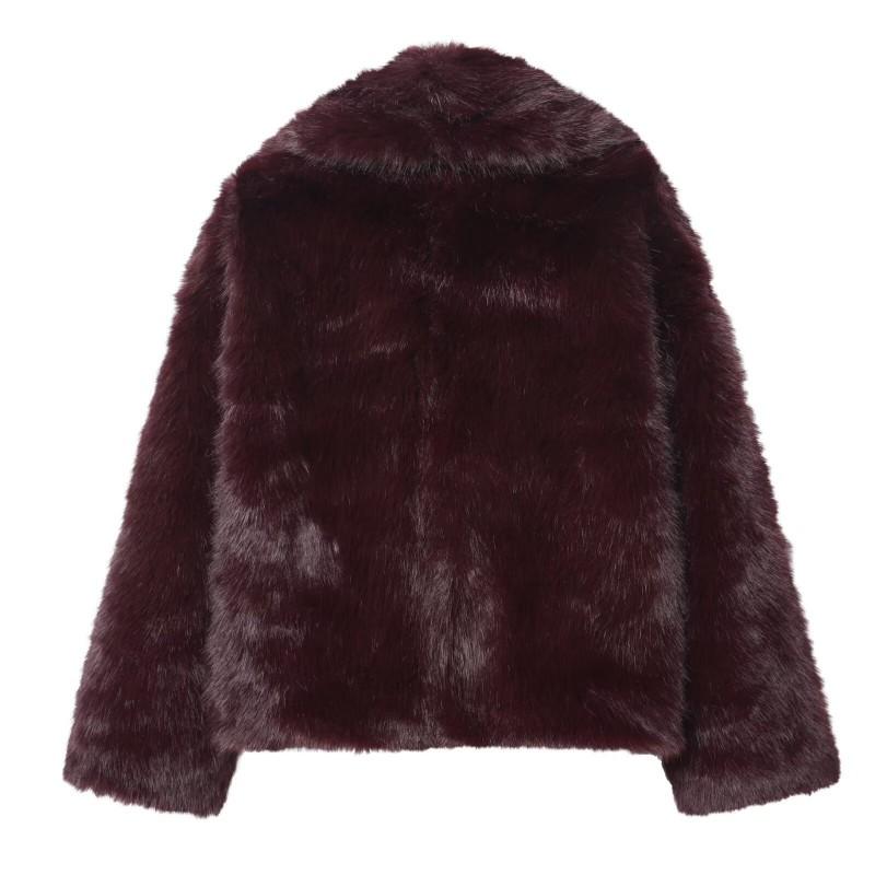 PBZA Style Faux Fur Short Coat Womens Korean Fashion Casual Outerwear