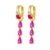 Korean Stainless Steel Multicolor Crystal Water Drop Dangle Earrings for Women Unique Y2k Ear Piercing Earring Fashion Jewelry