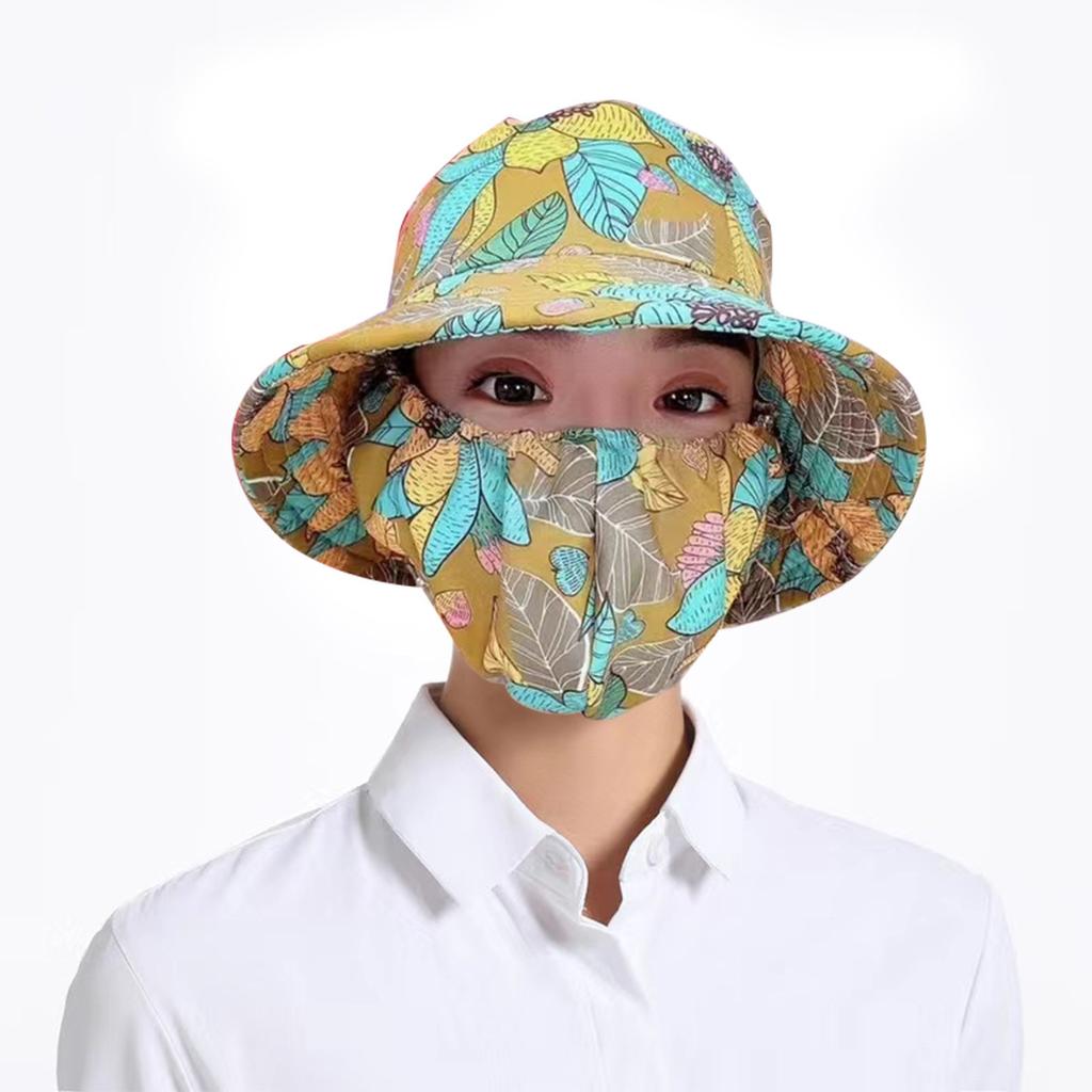Cheap Price High Quality Summer Sunshade Printing Bucket Hat Face Mask Set
